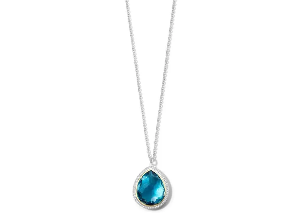 IPPOLITA Rock Candy Sterling Silver and 18K Yellow Gold Large Teardrop Pendant in Blue Topaz