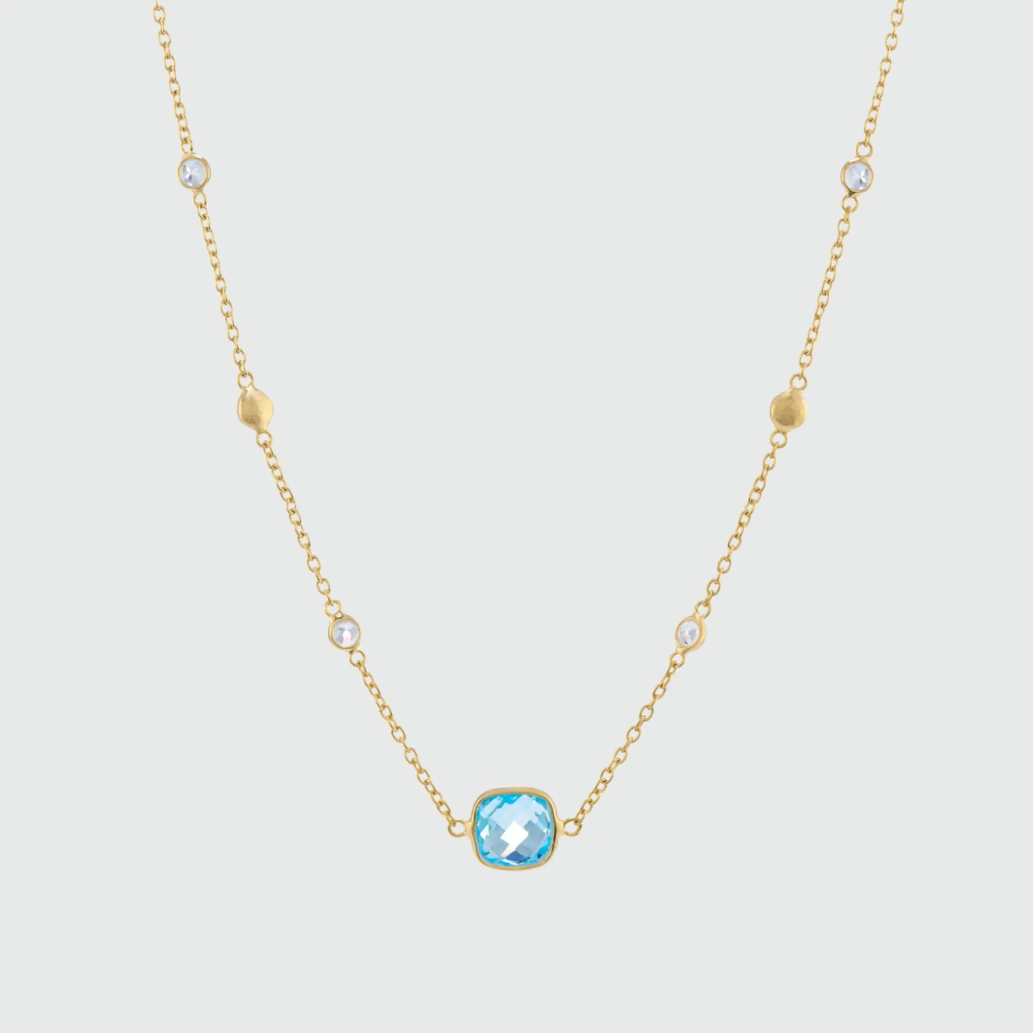 Iseo Blue Topaz Gemstone & Gold Vermeil Necklace