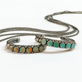 Jacqueline Silver | Navajo Handmade Sterling Silver Twisted Cuff with Six Turquoise Stones