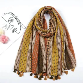 JY211037 Polka dots against color printed scarf