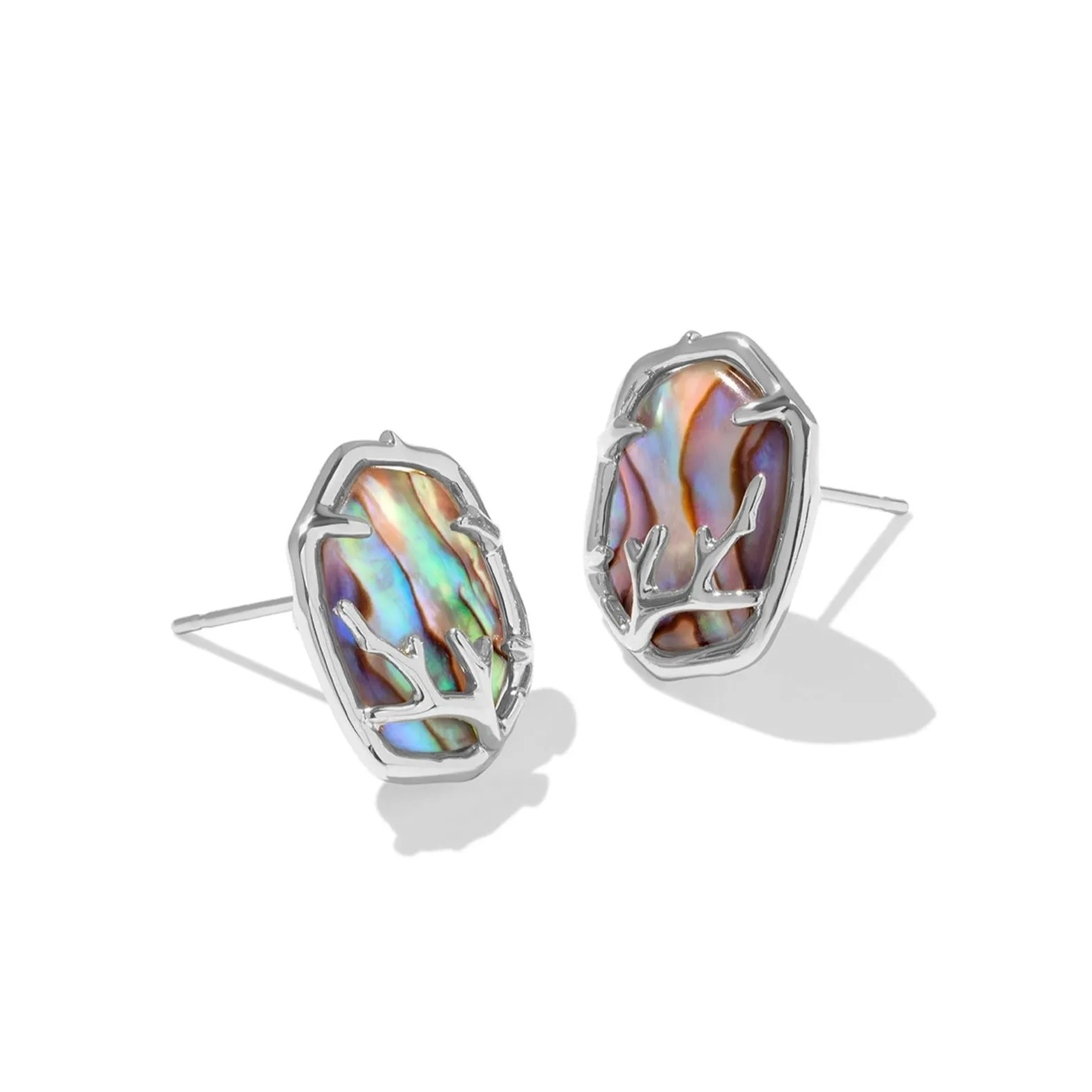 Kendra Scott | Daphne Silver Coral Frame Stud Earrings in Abalone