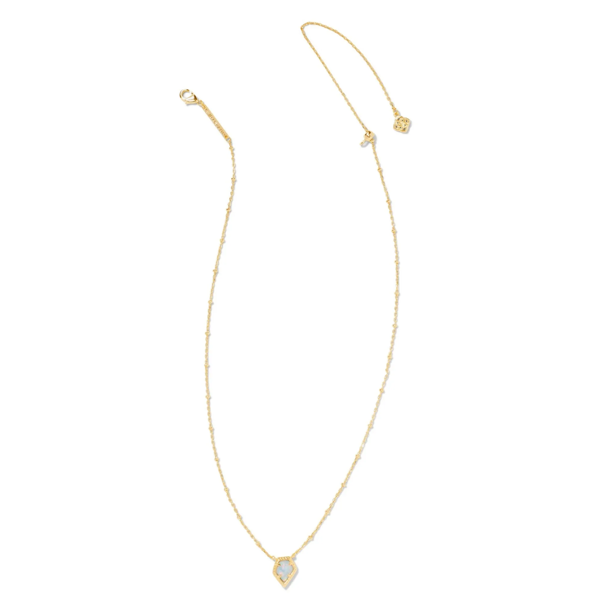 Kendra Scott | Framed Tess Gold Satellite Short Pendant Necklace in Luster Light Blue Kyocera Opal