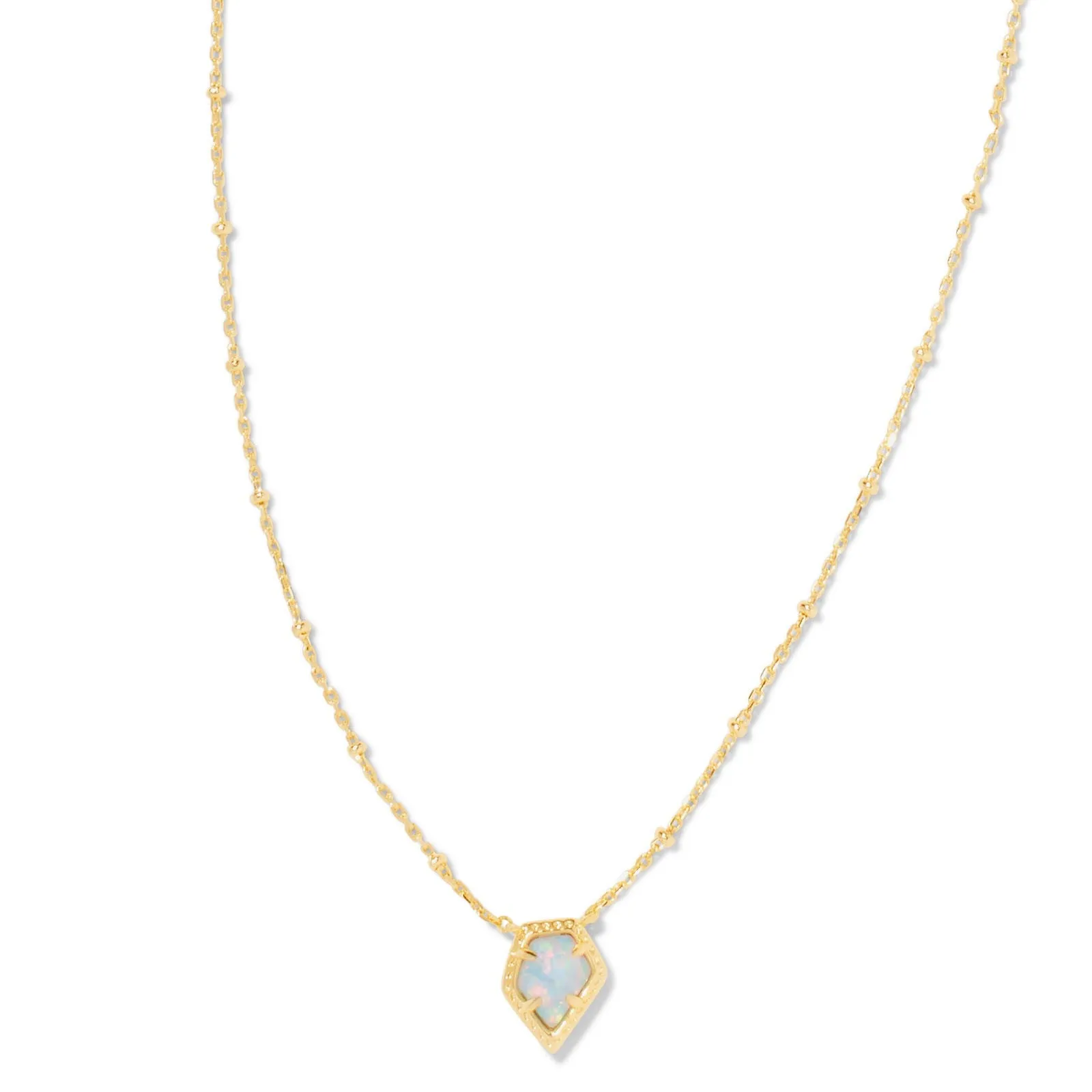 Kendra Scott | Framed Tess Gold Satellite Short Pendant Necklace in Luster Light Blue Kyocera Opal