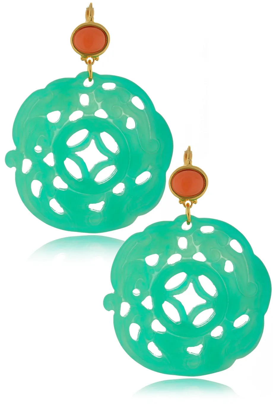 KENNETH JAY LANE BALI Carved Mint Earrings