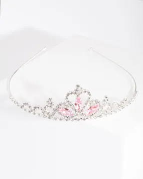 Kids Silver Stone Diamante Tiara Headband