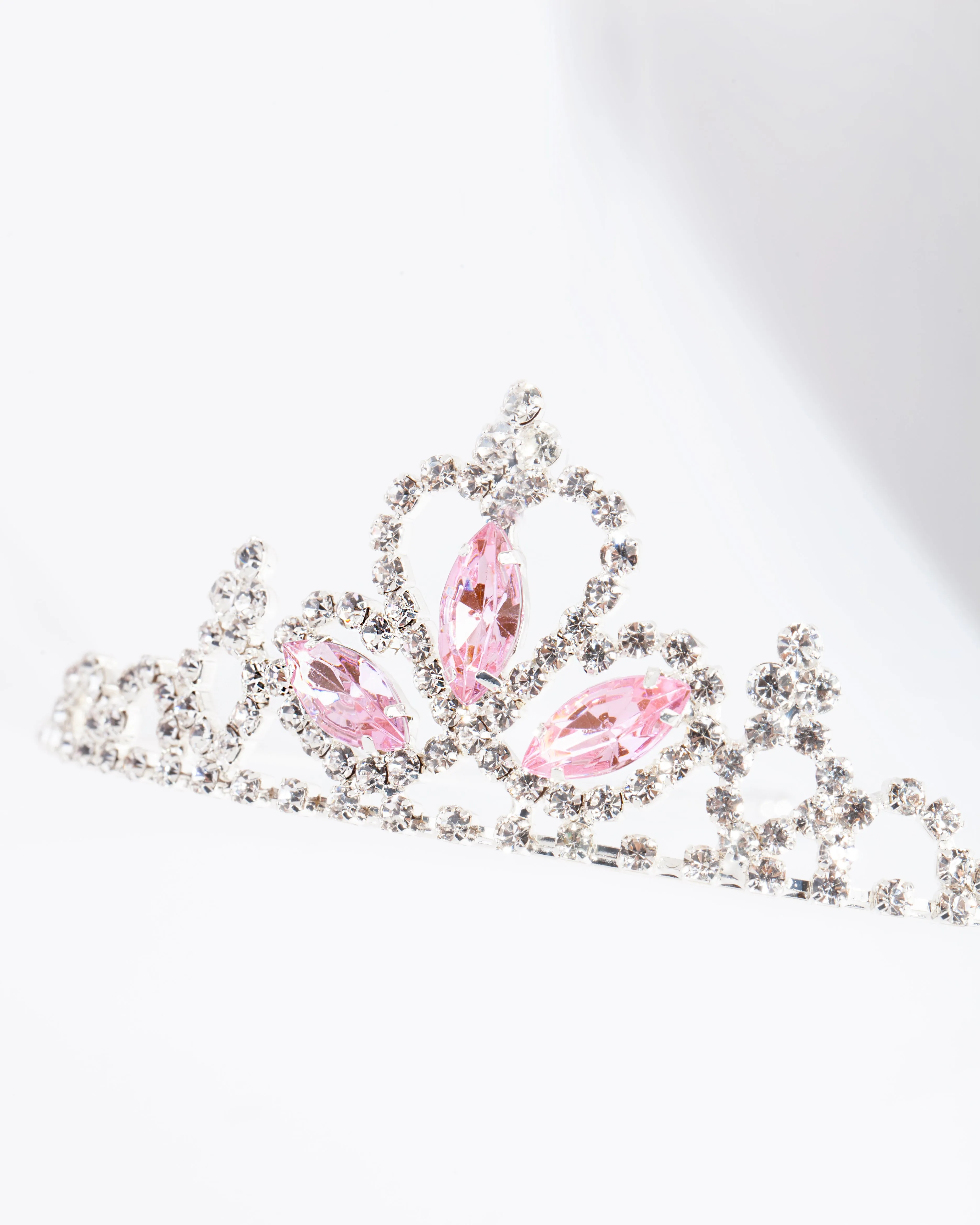 Kids Silver Stone Diamante Tiara Headband