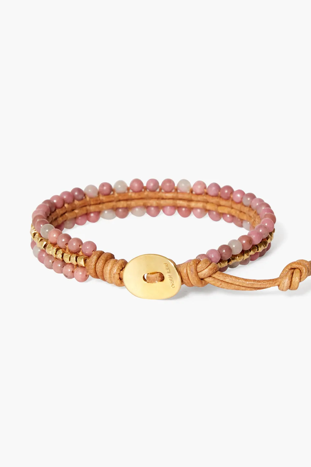 Koa Cuff Wrap Bracelet Rhodonite