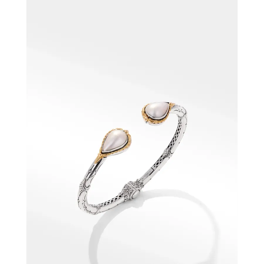 Konstantino Muse Collection Silver and Gold Pearl Cuff Bracelet