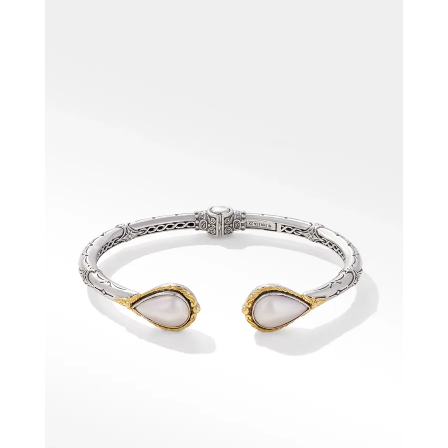 Konstantino Muse Collection Silver and Gold Pearl Cuff Bracelet