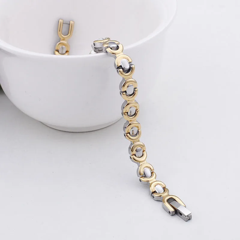 Korean Titanium Steel Couple Bracelet - Trendy Magnetic Stainless Steel Gold Jewelry