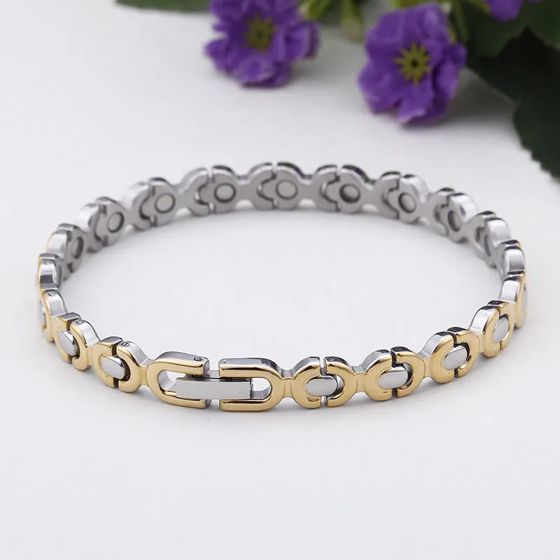 Korean Titanium Steel Couple Bracelet - Trendy Magnetic Stainless Steel Gold Jewelry