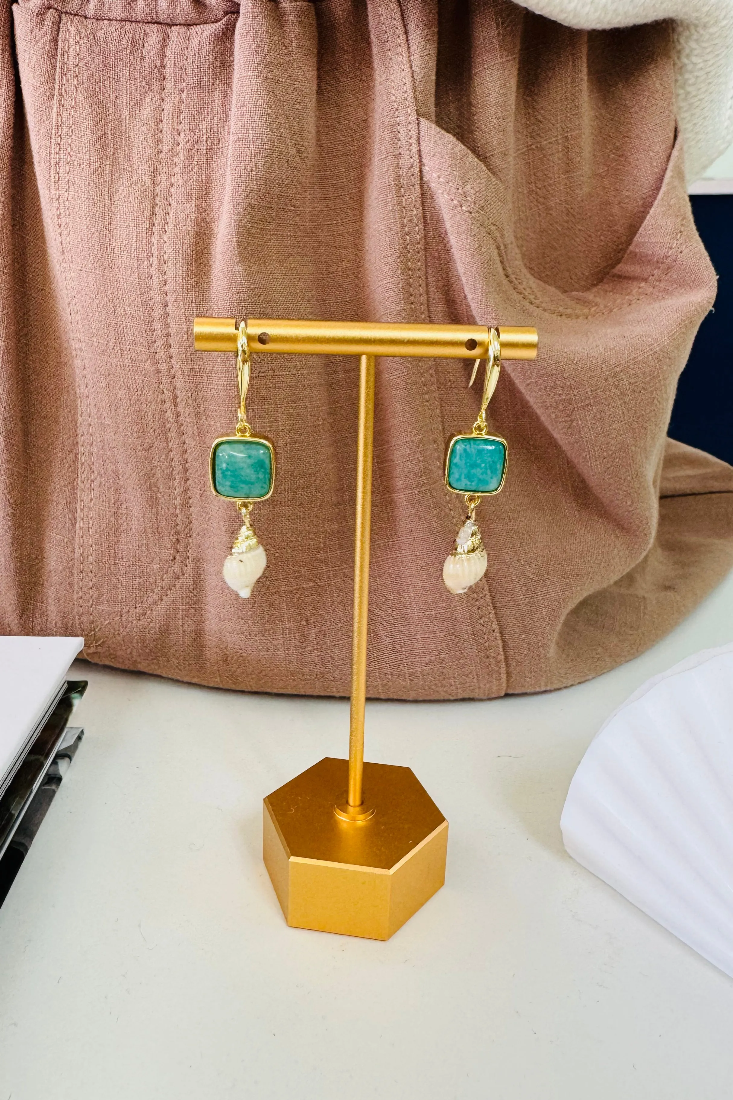 Lana Turquoise & Shell Drop Earrings