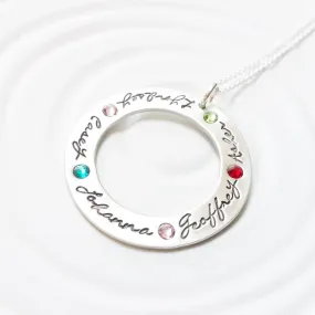 Large Birthstone Washer | Long Chain Option