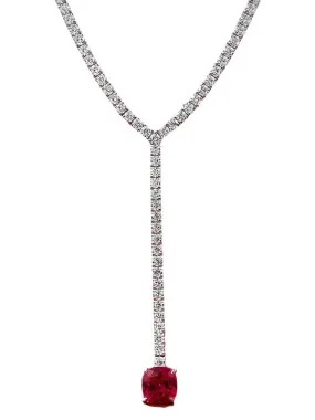 Lariat Tennis Necklace 925 Sterling Silver Ruby Simulation Zircon Women's Jewelry Formal wear