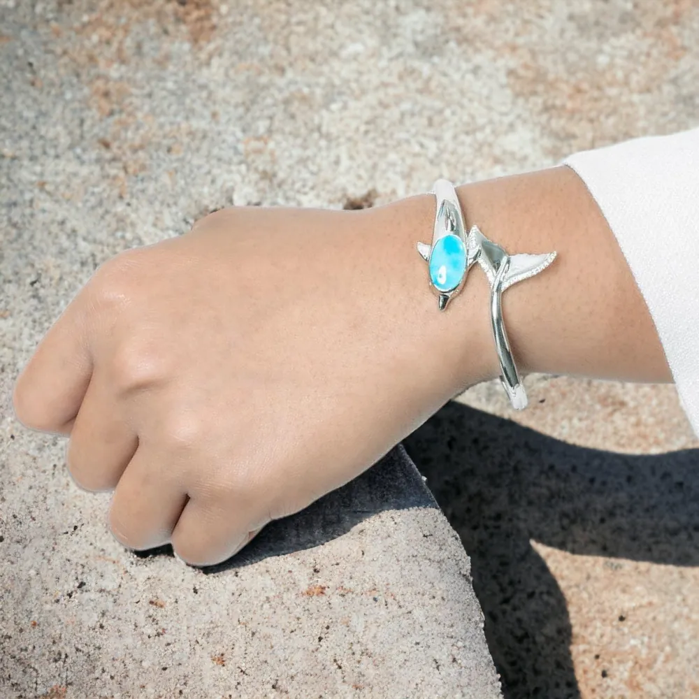 Larimar Nai'a Dolphin Bangle Bracelet by Alamea