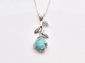 Leaf Turquoise Necklace - Sleeping Beauty Necklace - Silver Leaf Necklace