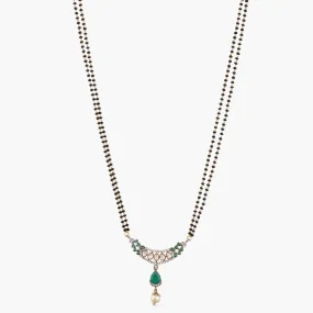 Leafy Moissanite Silver Mangalsutra Necklace