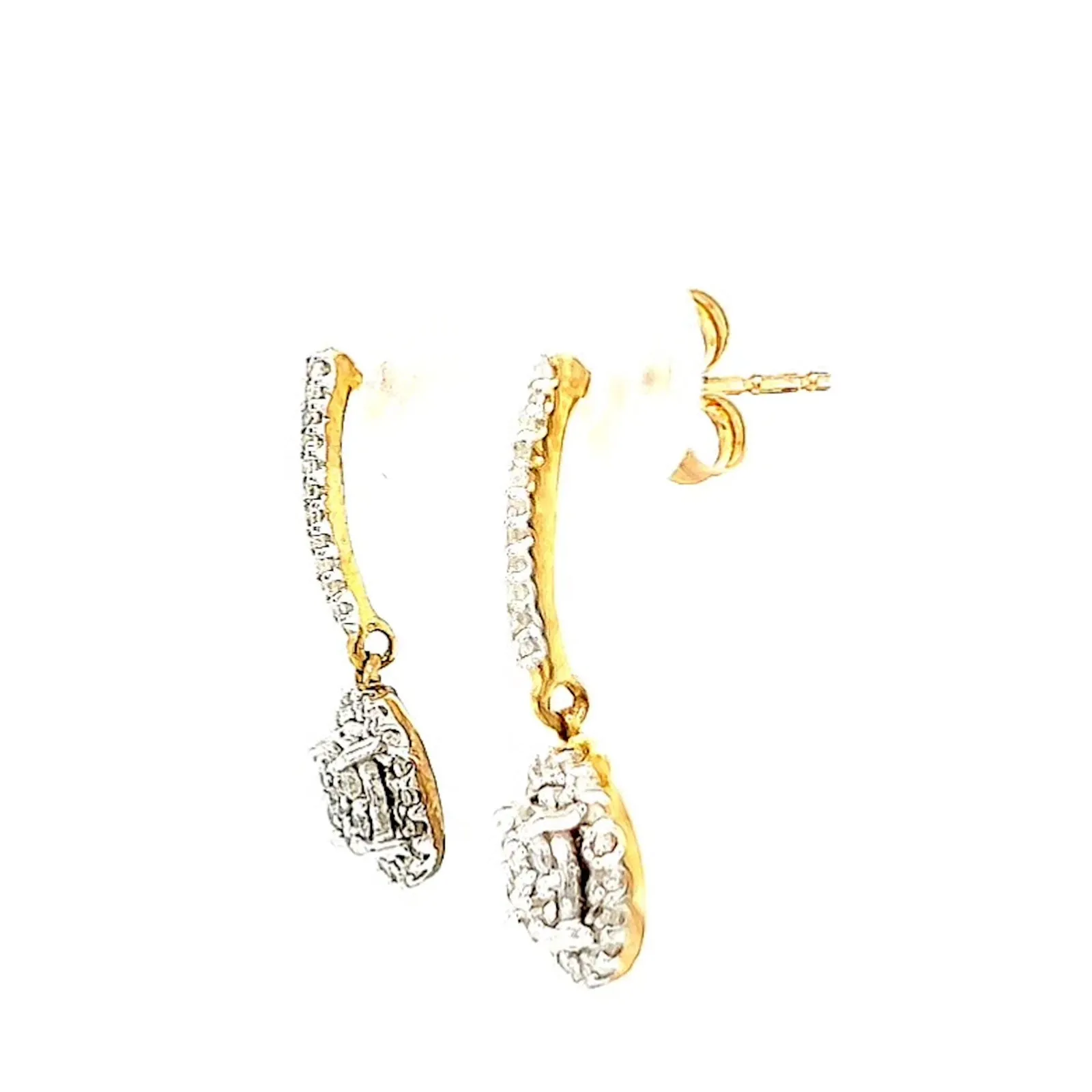 London 9ct Yellow Gold Round Brilliant Cut with 0.34 CARAT tw of Diamonds Drop Earrings