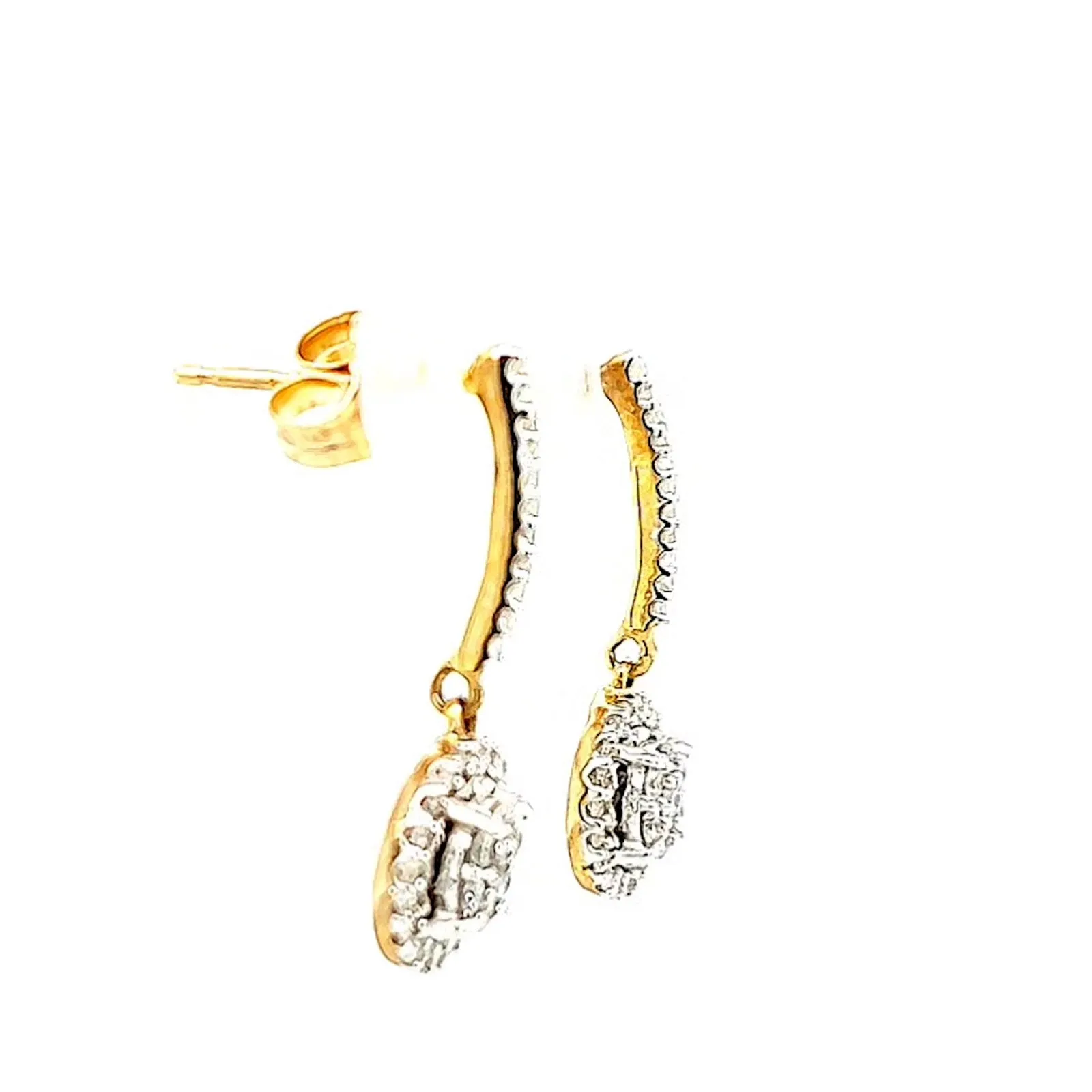 London 9ct Yellow Gold Round Brilliant Cut with 0.34 CARAT tw of Diamonds Drop Earrings