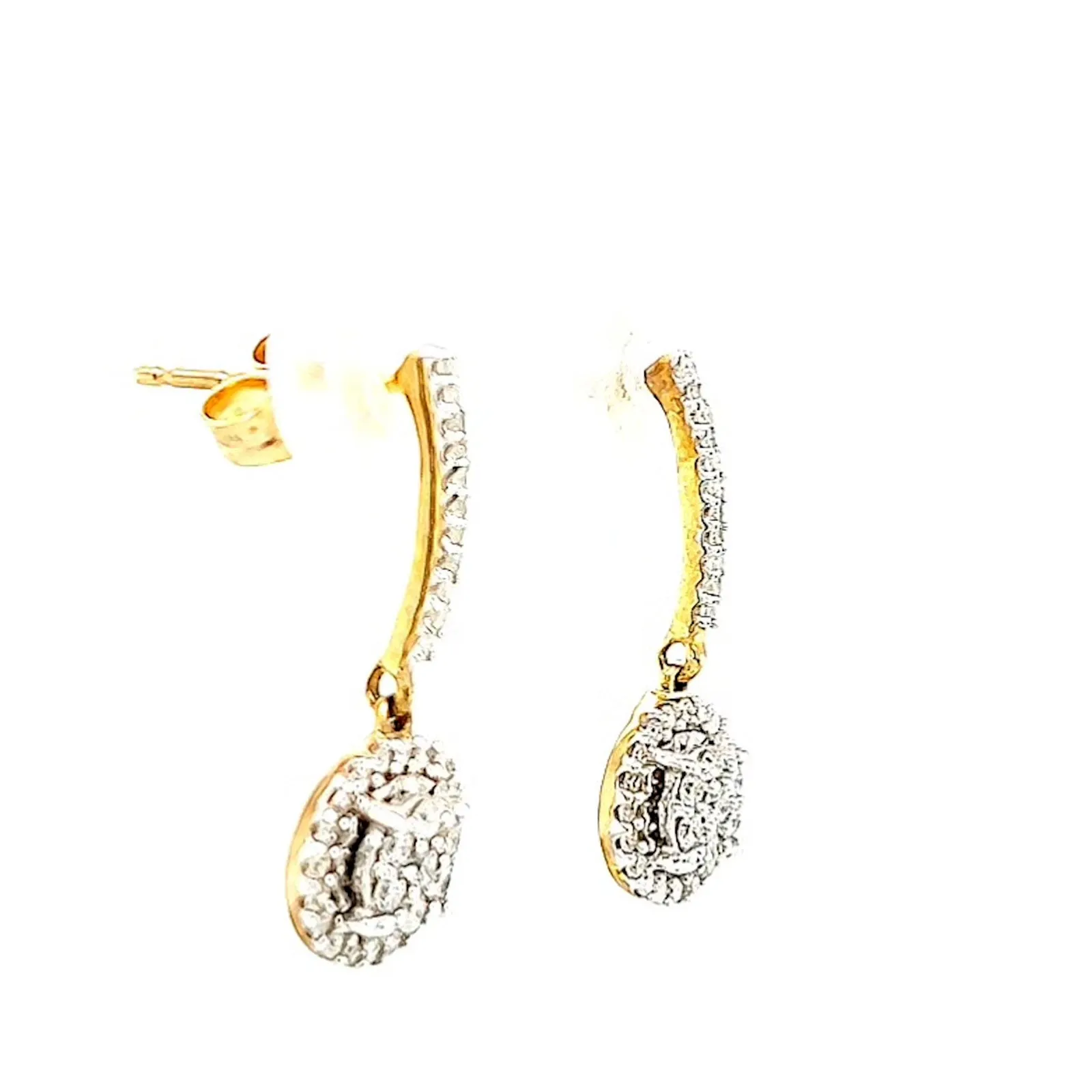 London 9ct Yellow Gold Round Brilliant Cut with 0.34 CARAT tw of Diamonds Drop Earrings