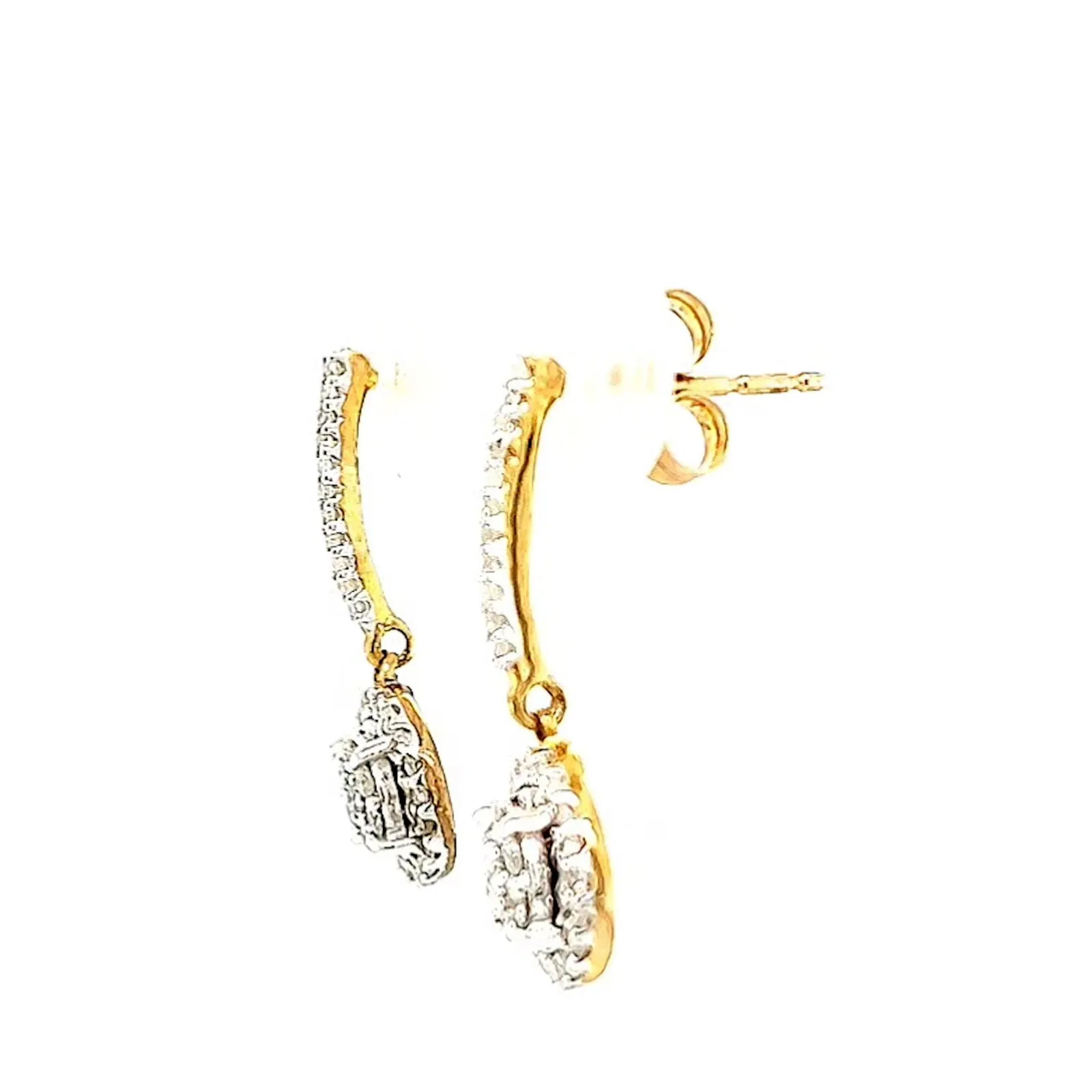 London 9ct Yellow Gold Round Brilliant Cut with 0.34 CARAT tw of Diamonds Drop Earrings