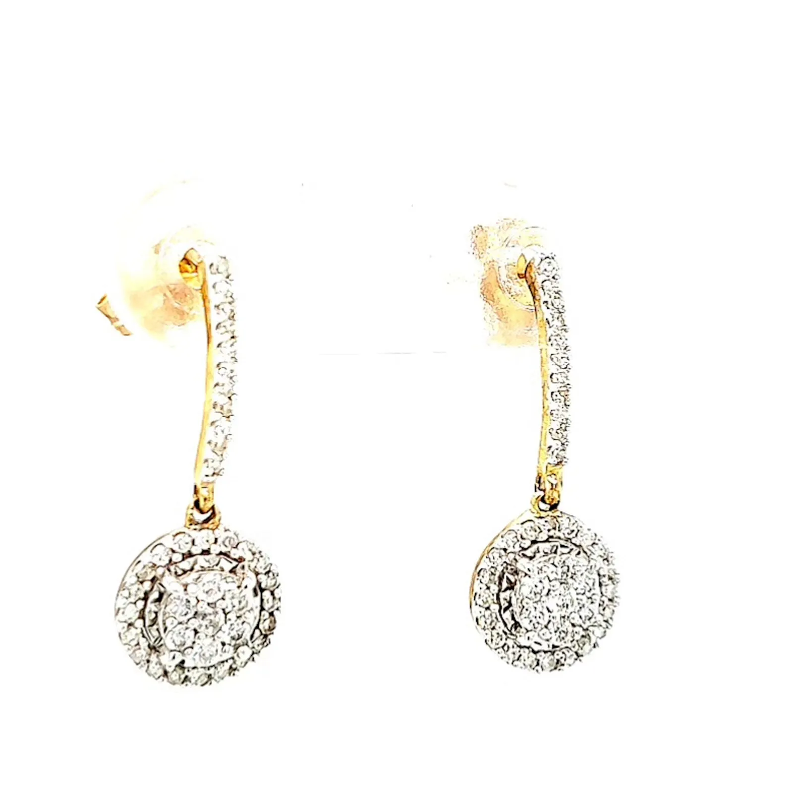 London 9ct Yellow Gold Round Brilliant Cut with 0.34 CARAT tw of Diamonds Drop Earrings