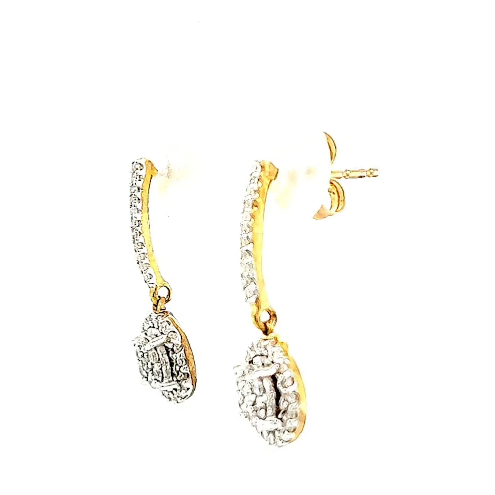 London 9ct Yellow Gold Round Brilliant Cut with 0.34 CARAT tw of Diamonds Drop Earrings