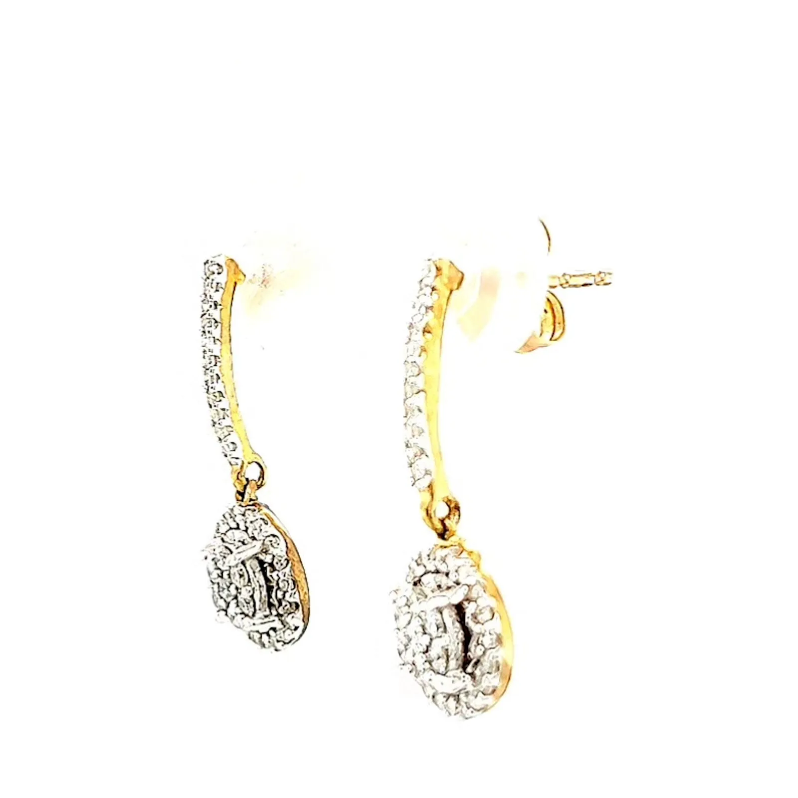 London 9ct Yellow Gold Round Brilliant Cut with 0.34 CARAT tw of Diamonds Drop Earrings