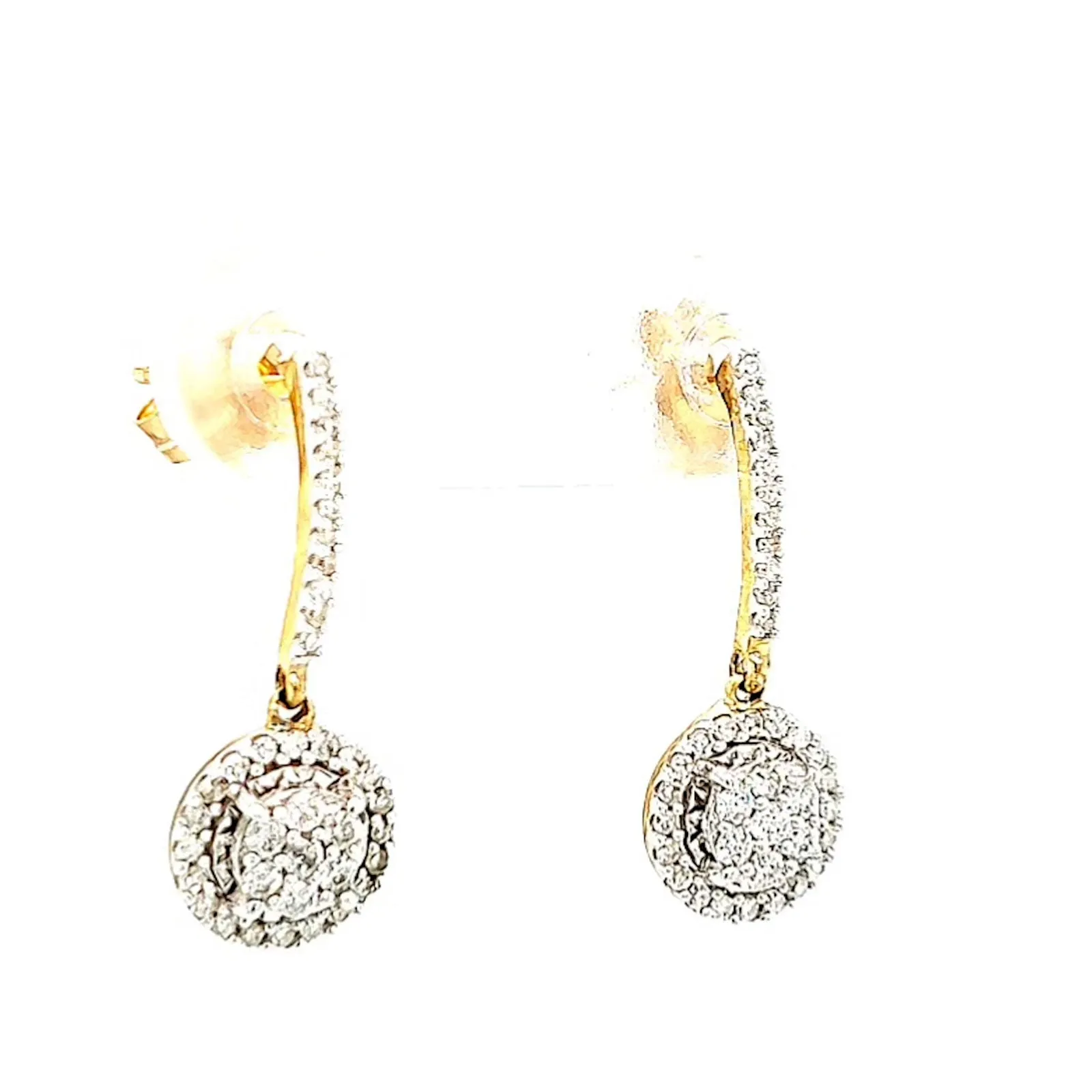 London 9ct Yellow Gold Round Brilliant Cut with 0.34 CARAT tw of Diamonds Drop Earrings