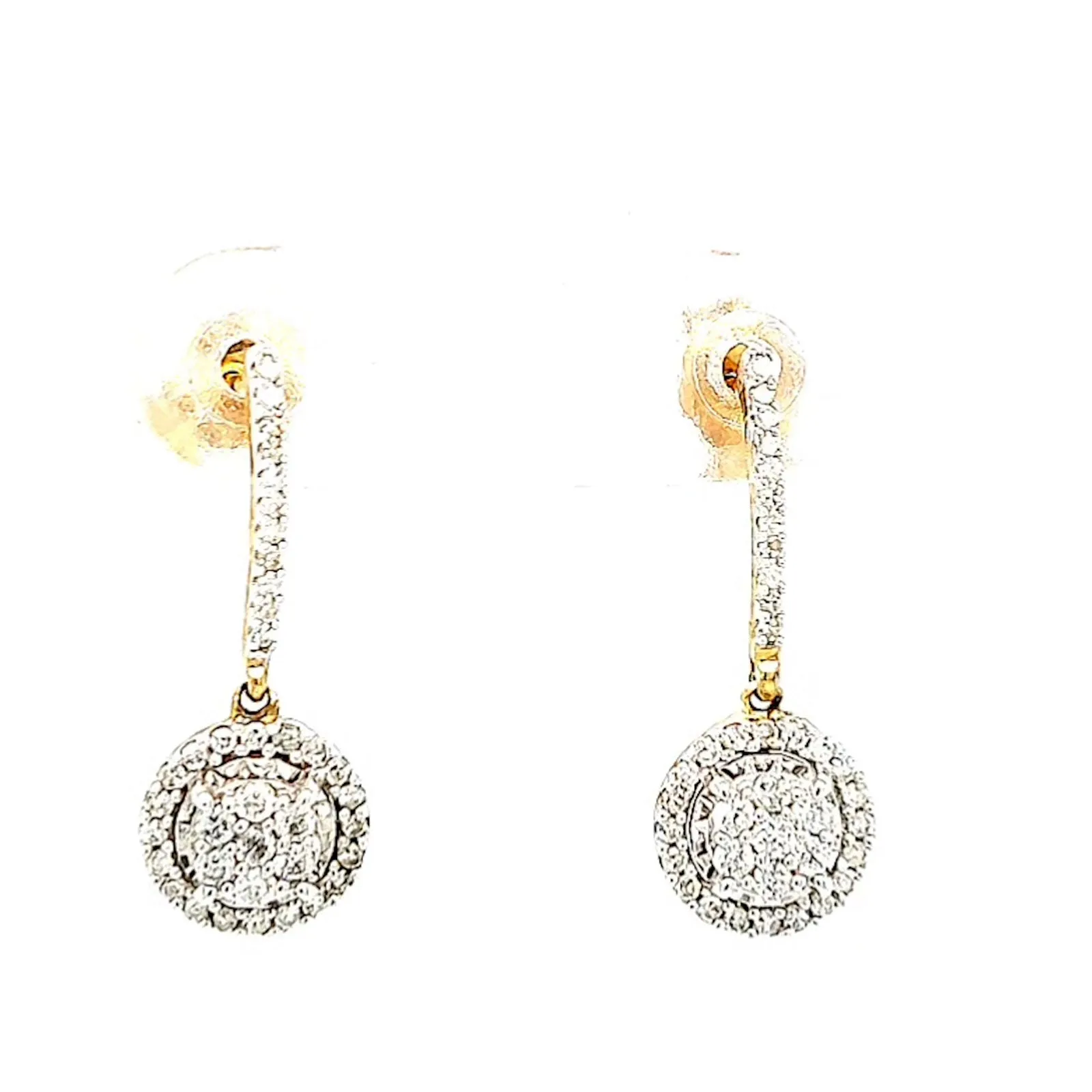 London 9ct Yellow Gold Round Brilliant Cut with 0.34 CARAT tw of Diamonds Drop Earrings