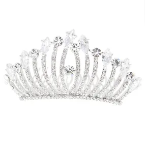 LUX Silver Finish Zircon and Czech Rhinestone Small Wedding Tiara