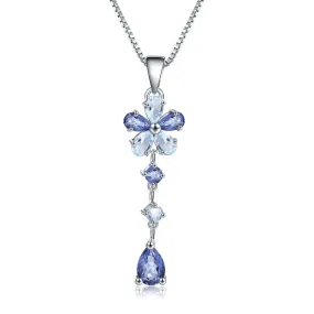 Luxury Style Inlaid Natural Topaz Pendant Sterling Silver Necklace for Women