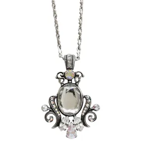 Mariana "On A Clear Day" Silver Plated Ornate Oval Scroll Pendant Crystal Necklace, 5023/5 0011AB