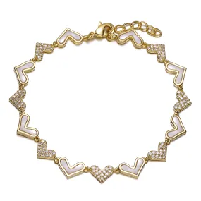 Marie Mother of Pearl Heart Link Bracelet