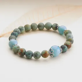 Matte African Turquoise & Amazonite Stretchy Mala Bracelet