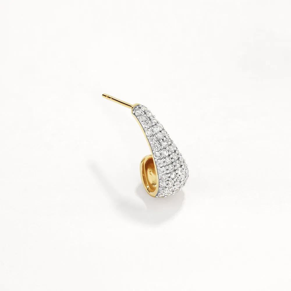 Medley x Dinnara White Topaz Dome Hoop Stud Earrings in Gold