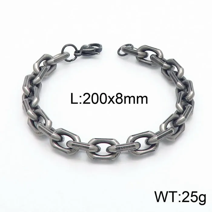 Men's Black-Plated Titanium Steel O-Chain Bracelet with Dominant European and American Style