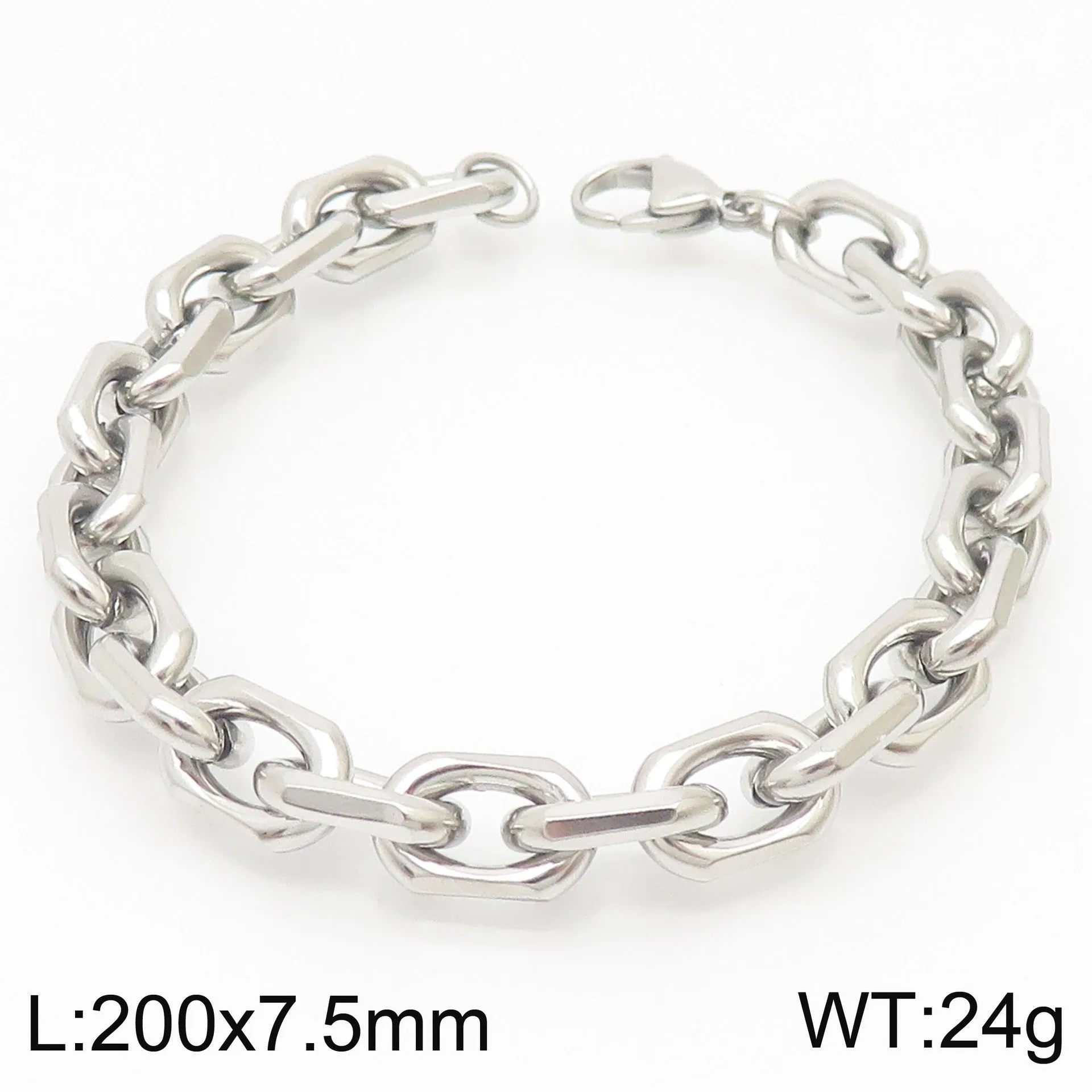 Men's Black-Plated Titanium Steel O-Chain Bracelet with Dominant European and American Style