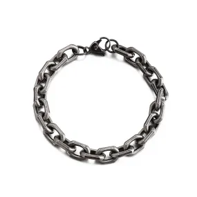 Men's Black-Plated Titanium Steel O-Chain Bracelet with Dominant European and American Style