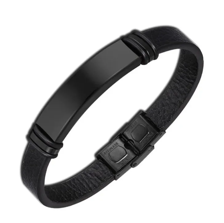 Men's Fashion Classic Black Woven Leather Inlaid Cross Magnetic Hidden Safety Buckle Business Casual Gift Bracelet