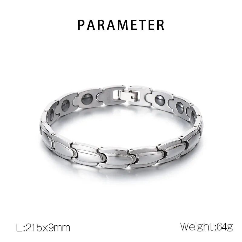 Men's Magnetic Titanium Stainless Steel Bracelet – Sleek and Durable Design for Pain Relief, Hypoallergenic, and Comfortable for Daily Wear