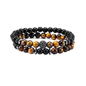 Men's Micro Ball Inlaid Natural Stone Crystal Bracelet