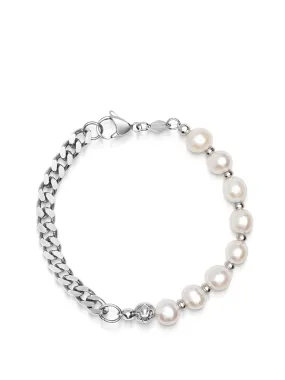 Men's Pearl Bracelet with Chain