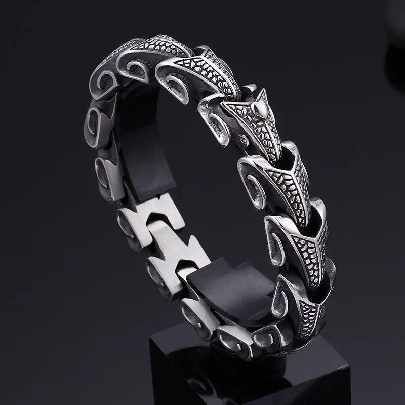 Men's Stainless Steel Snake Bracelet - Titanium Steel Keel Design