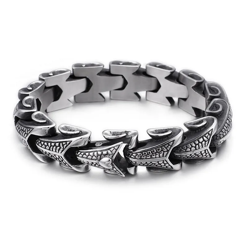 Men's Stainless Steel Snake Bracelet - Titanium Steel Keel Design