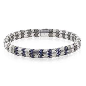 Men's Titanium Bracelet In 14k Gold With Sapphires