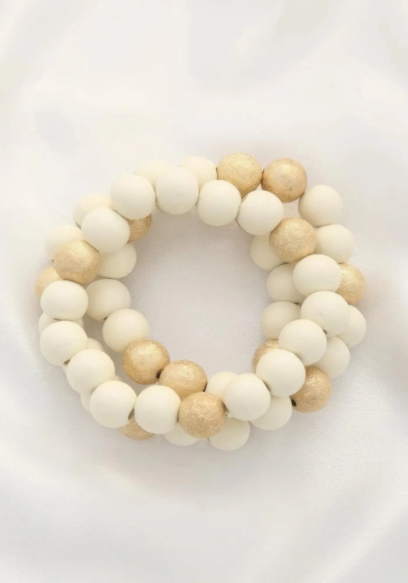 Metal Wood Bead Bracelet