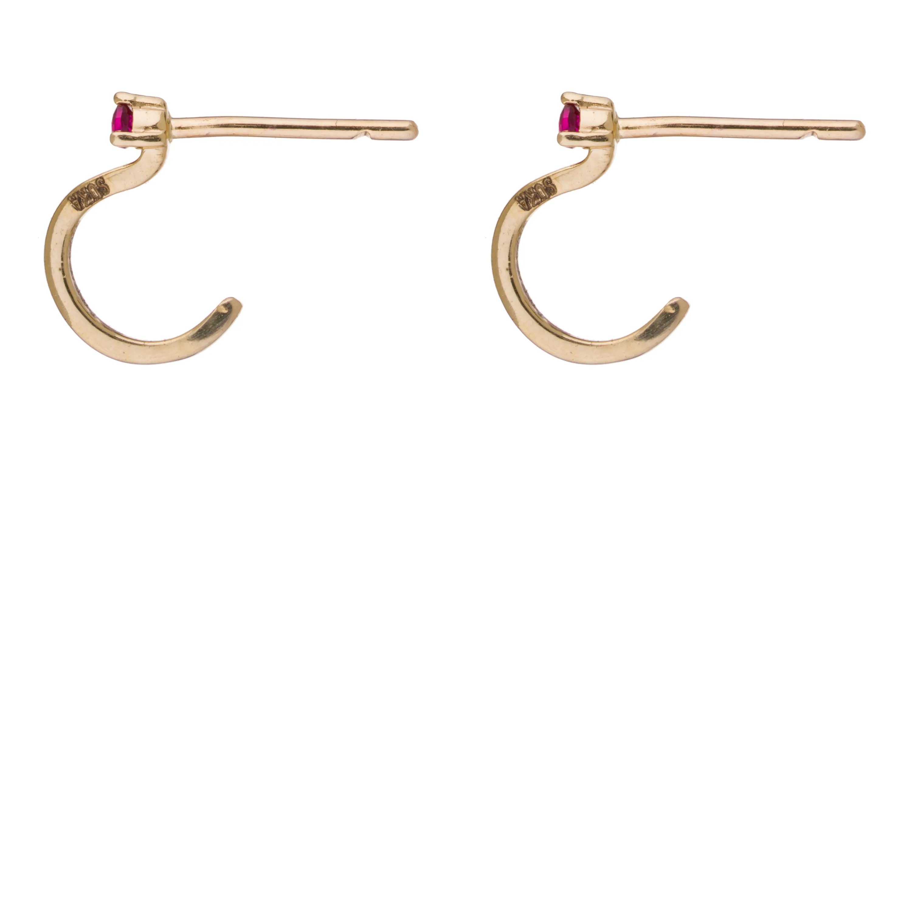 Mika, Ruby Earrings with Mini Hoops, 14K Yellow Gold