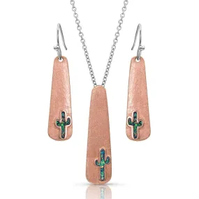 Montana Silversmiths Desert Sun Opal Cactus Jewelry Set JS4370