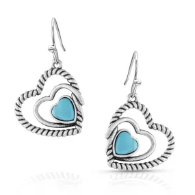 Montana Silversmiths Women's Clearer Ponds Turquoise Heart Earrings, Silver